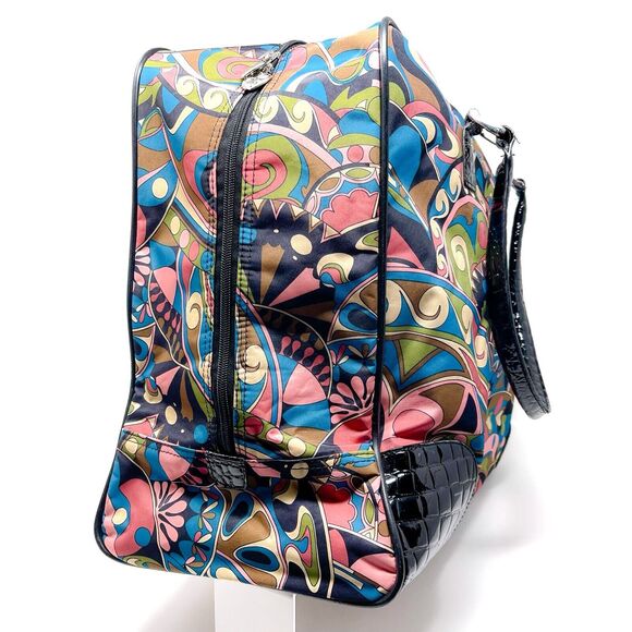 Kathy Van Zeeland Weekender Bag Pink Duffle Floral Flowers Groovy Sixties Hippie - Picture 4 of 9